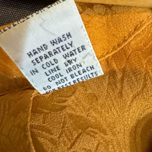 Vintage STUNT Collections 100% Silk Jacquard Blouse | Burnt Orange Gold Size M - Picture 6 of 9